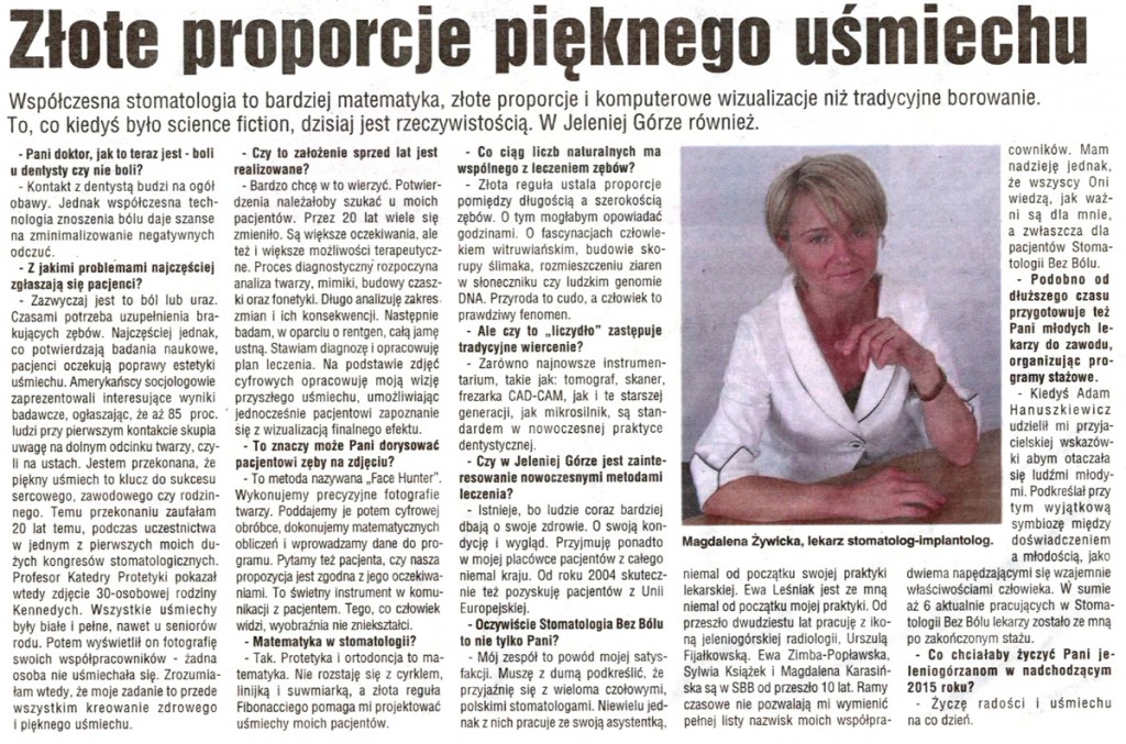 Dr Magdalena Żywicka specjalnie dla Nowin Jeleniogórskich
